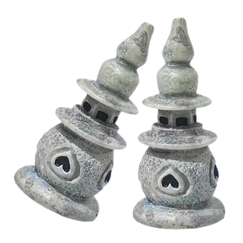 Bonsai Garden Mini - 2Pcs Mini Pagoda Statue Resin Bonsai
