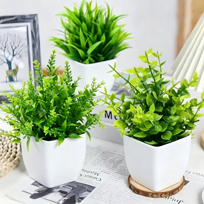 Bonsai Garden Mini - Mini Artificial Potted Plants White Pot