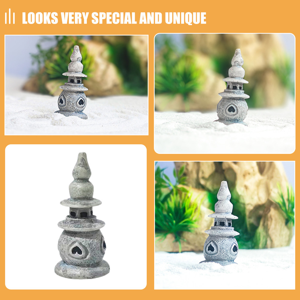 2Pcs Mini Pagoda Statue Resin  - Bonsai Garden Mini ulasan dan harga