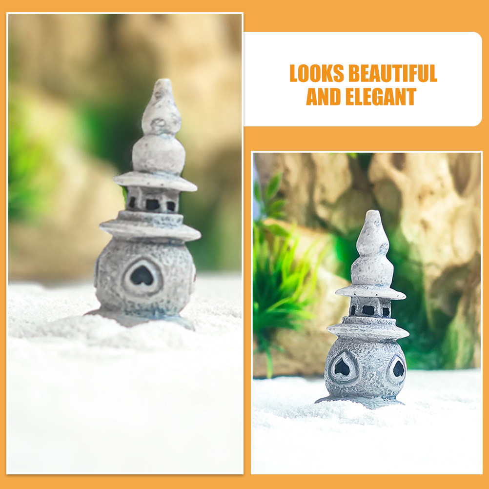 2Pcs Mini Pagoda Statue Resin  - Bonsai Garden Mini ulasan dan harga