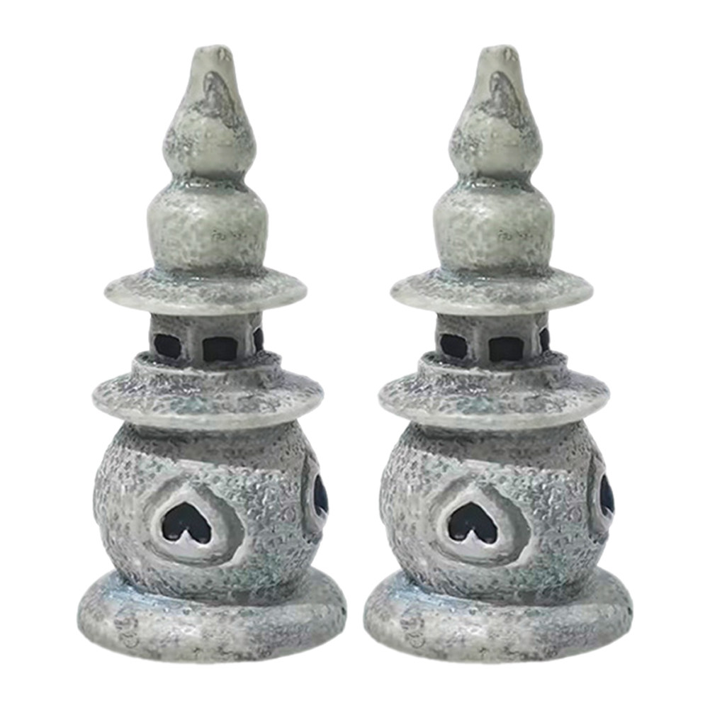 2Pcs Mini Pagoda Statue Resin  - Bonsai Garden Mini ulasan dan harga