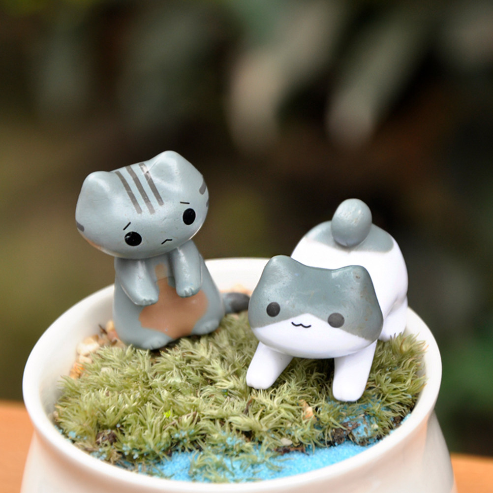 6Pcs PVC Cat Ornament Set Mini - Bonsai Garden World ulasan dan harga